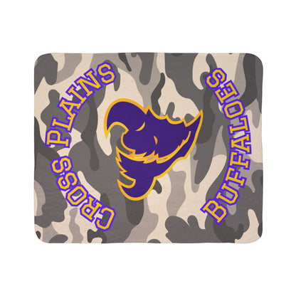 Cross Plains Buffaloes Camo Sherpa Blanket — Cozy School Spirit Throw