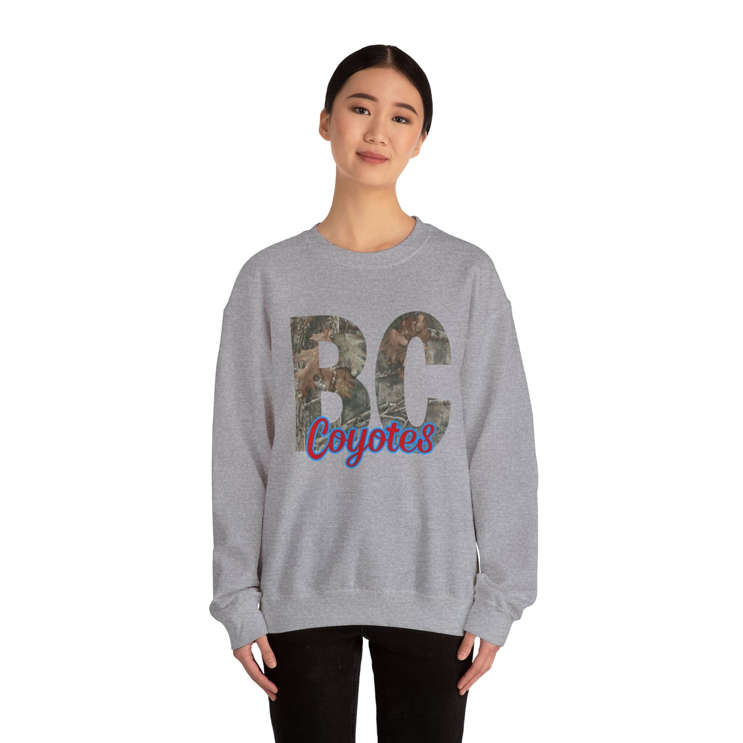 BC Coyotes Camo Lettering Sweatshirt — College Team Crewneck