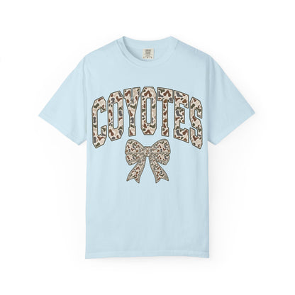 Coyotes Camo Print T-Shirt with Bow — Cute Animal Print Team Tee