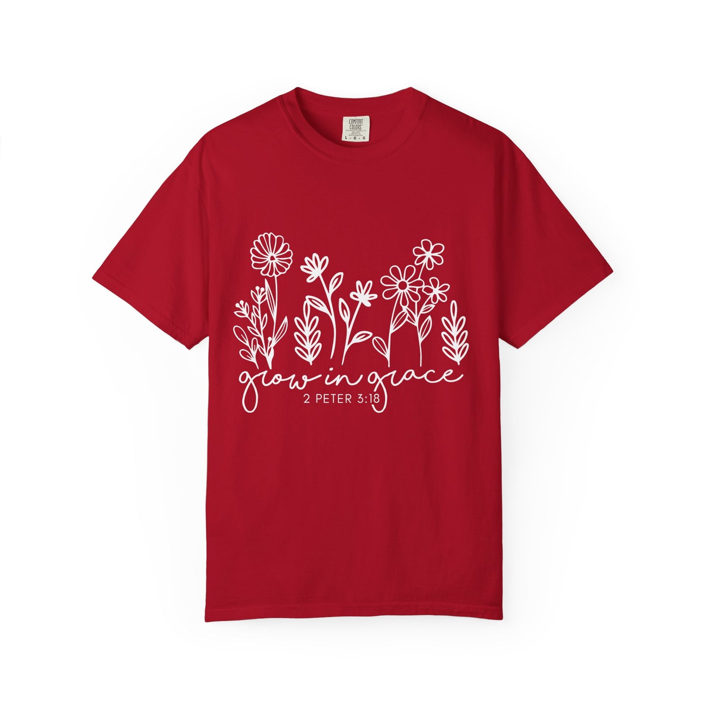 Grow in Grace T-Shirt — Floral 2 Peter 3:18 Christian Tee