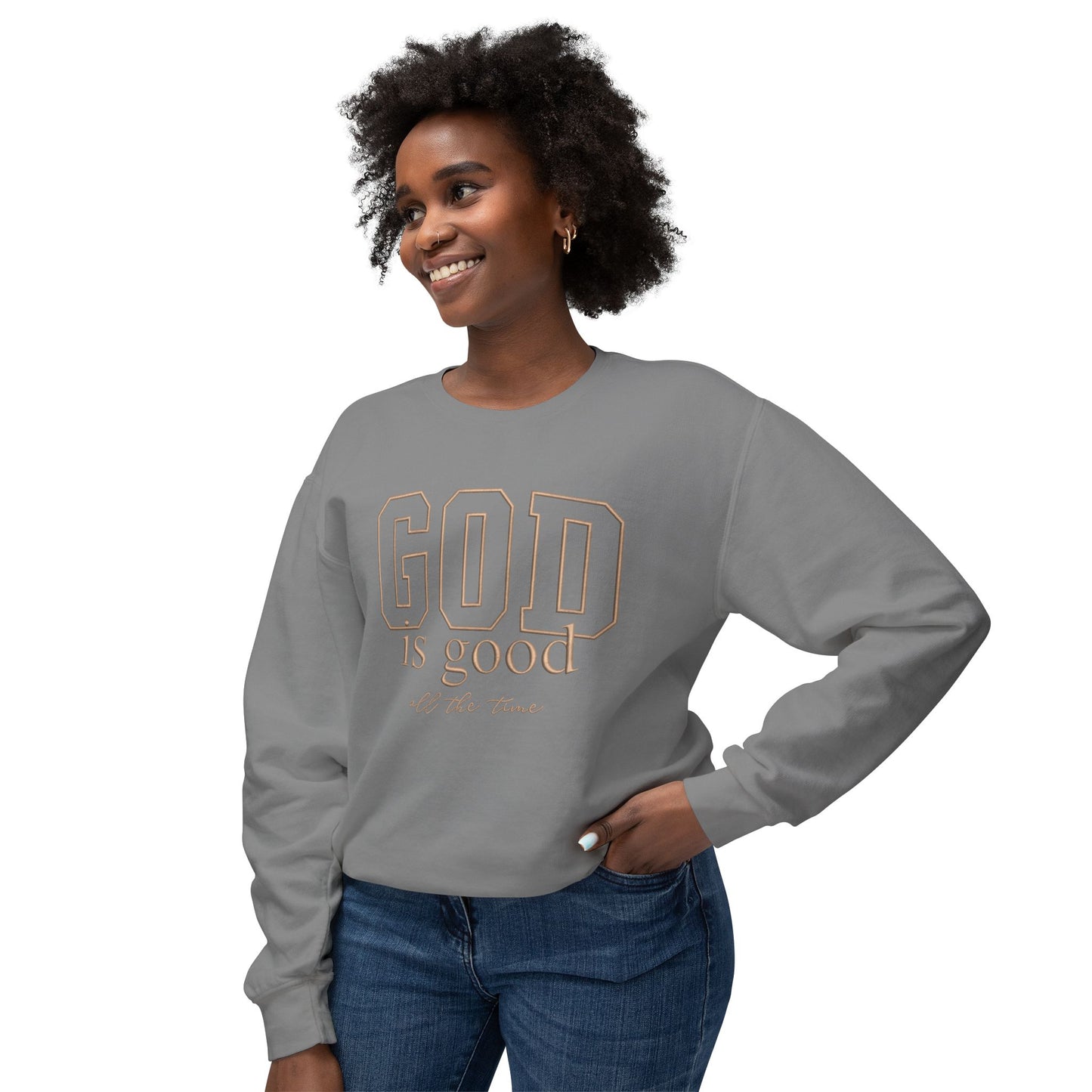 God Is Good Crewneck Sweatshirt — Faith-Based Inspirational Pullover