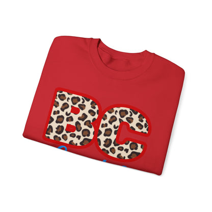 Crewneck Sweatshirt — BC Coyotes Leopard Print Team Logo