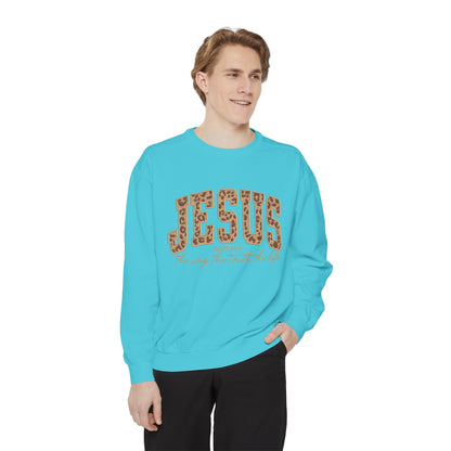 Jesus Leopard Print Sweatshirt — "Jesus: The Way, The Truth, The Life" Christian Crewneck
