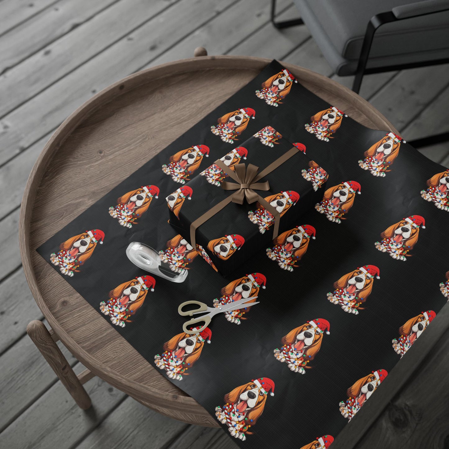 Basset Hound Santa Wrapping Paper - Cute Dog Christmas Gift Wrap