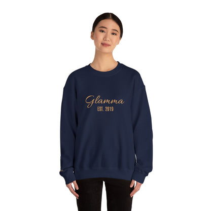 Crewneck Sweatshirt — 'Glamma Est. 2019' Rose Gold Script Grandma Gift