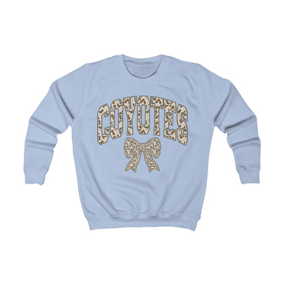 Kids Coyotes Sweatshirt — Camo Print Team Logo with Bow