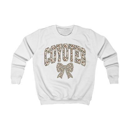 Kids Coyotes Sweatshirt — Camo Print Team Logo with Bow