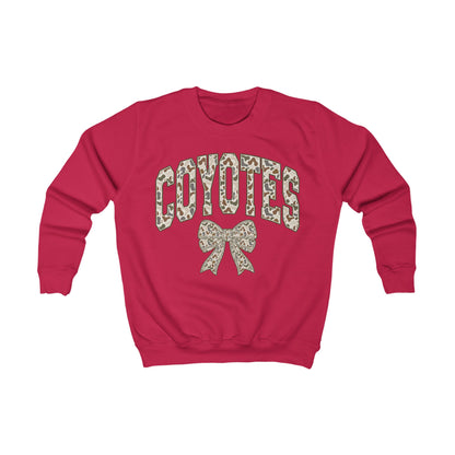 Kids Coyotes Sweatshirt — Camo Print Team Logo with Bow