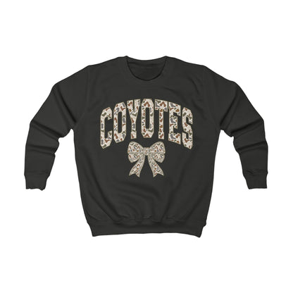 Kids Coyotes Sweatshirt — Camo Print Team Logo with Bow