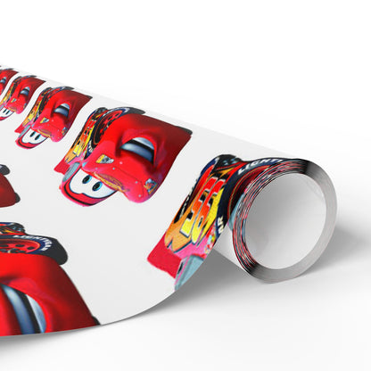 Kids Lightning Car Wrapping Paper – Red Race Car Gift Wrap for Boys’ Birthdays & Parties