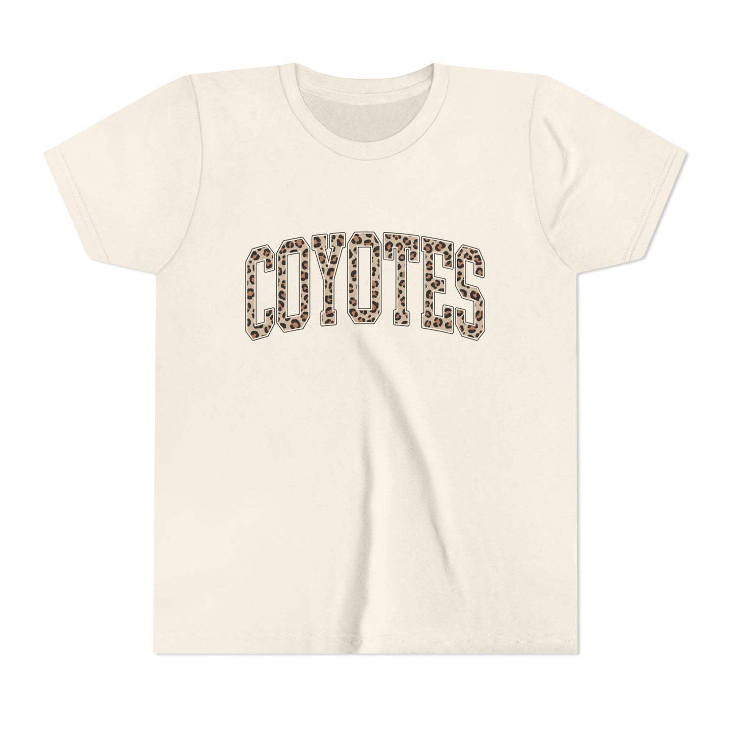 Coyotes Leopard Print Youth Tee — Kids Sports Mascot Shirt