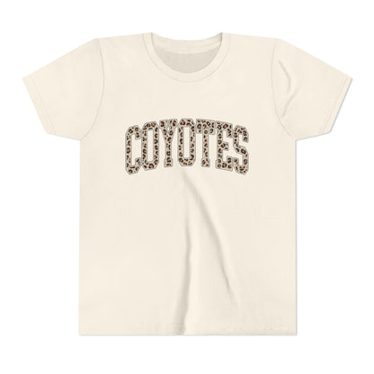 Coyotes Leopard Print Youth Tee — Kids Sports Mascot Shirt