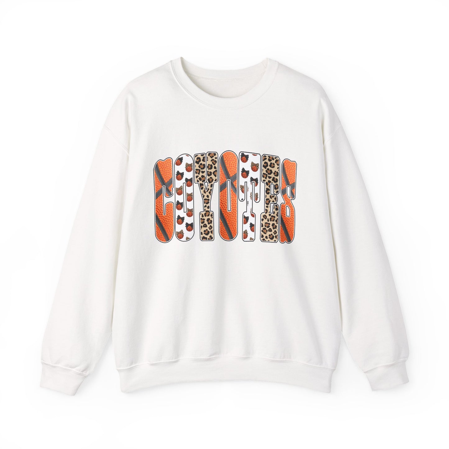 Crewneck Sweatshirt — Fall Leopard & Basketball Graphic