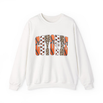 Crewneck Sweatshirt — Fall Leopard & Basketball Graphic