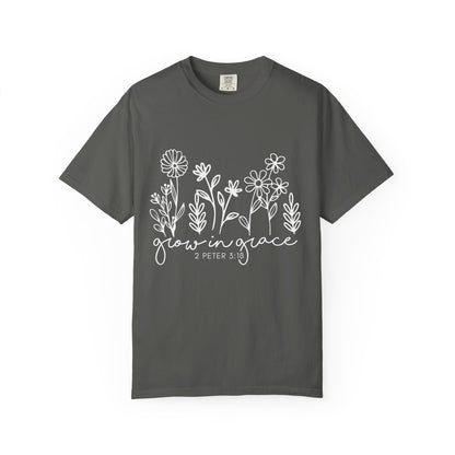 Grow in Grace T-Shirt — Floral 2 Peter 3:18 Christian Tee