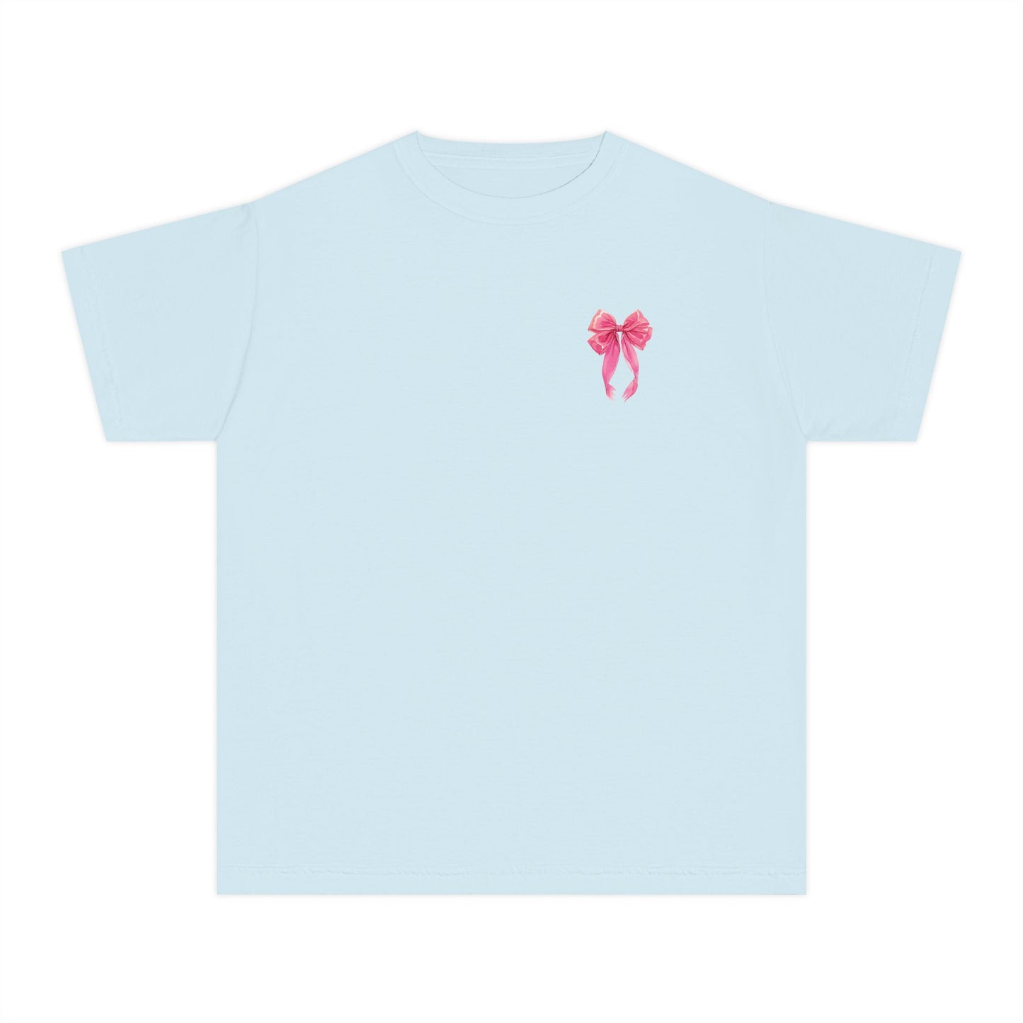 Youth Tee — "God Says I Am" Pink Bows Graphic