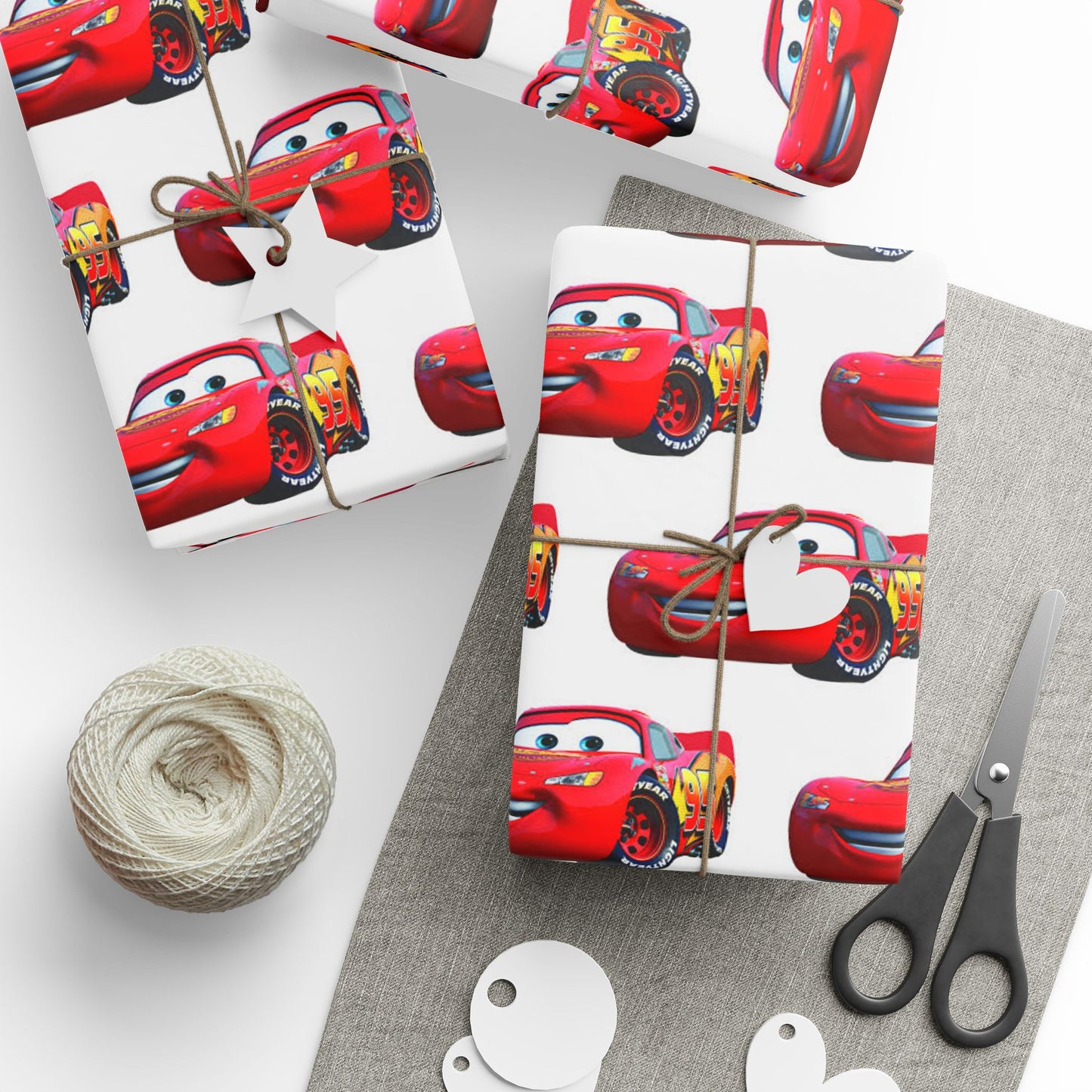 Kids Lightning Car Wrapping Paper – Red Race Car Gift Wrap for Boys’ Birthdays & Parties