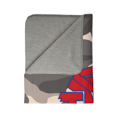 Sherpa Blanket - Camo with Red JN Indians Logo