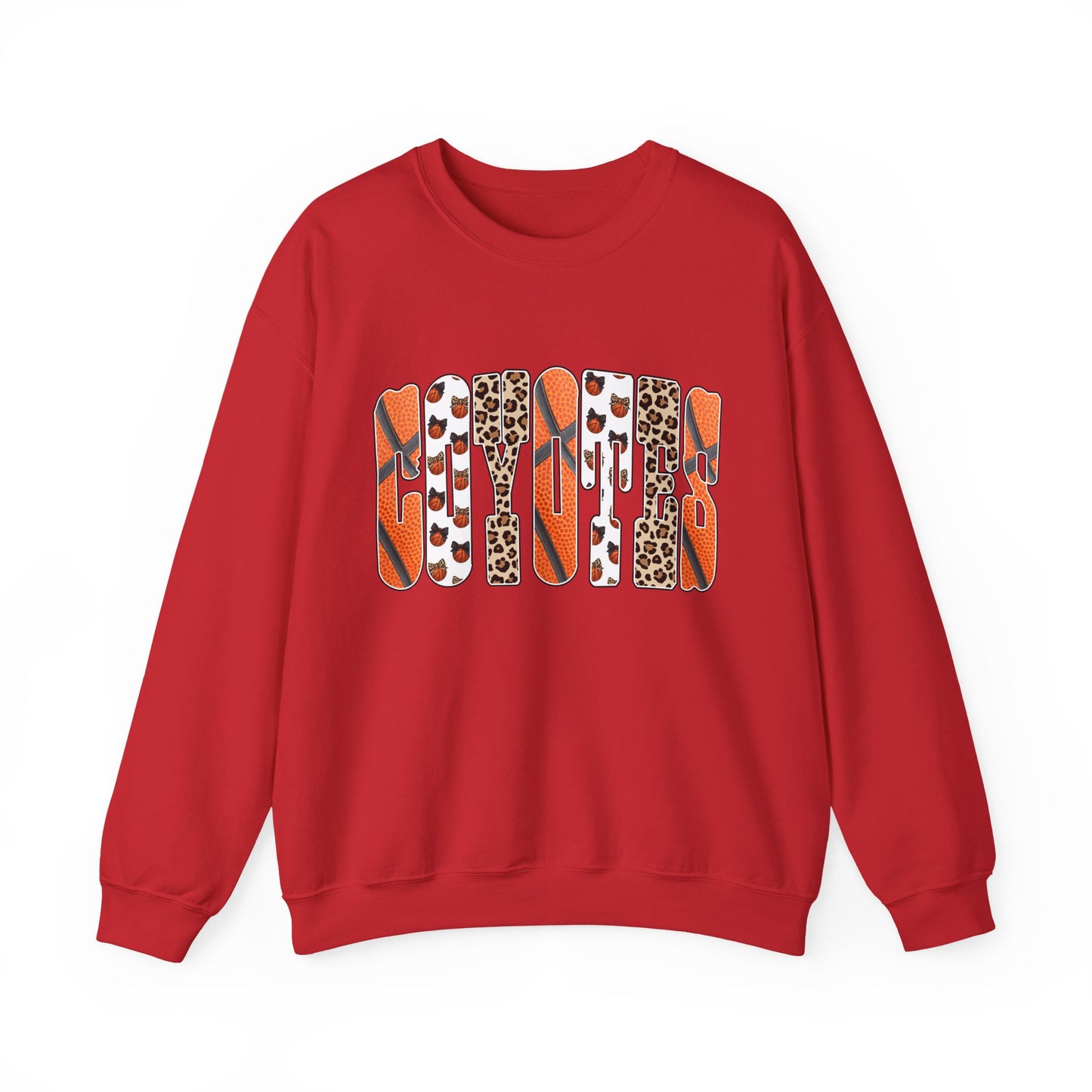 Crewneck Sweatshirt — Fall Leopard & Basketball Graphic