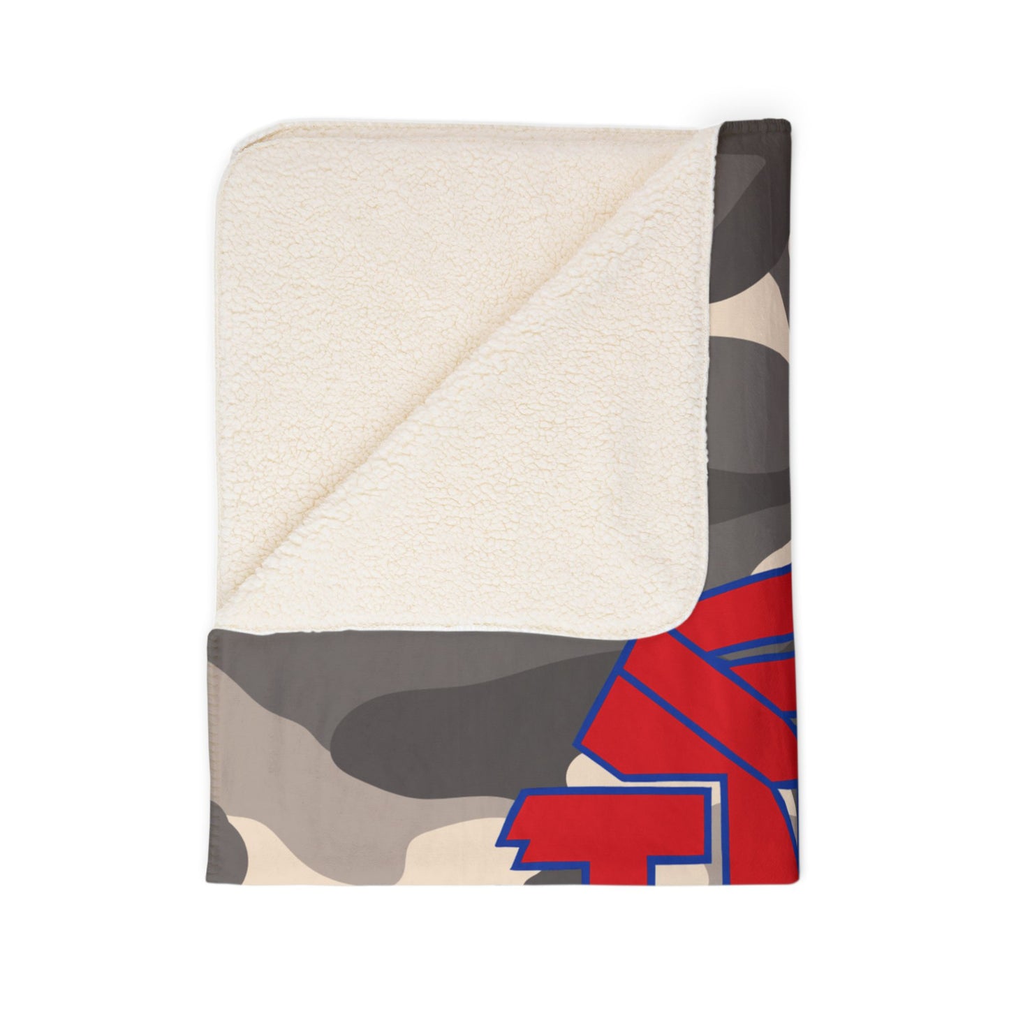 Sherpa Blanket - Camo with Red JN Indians Logo