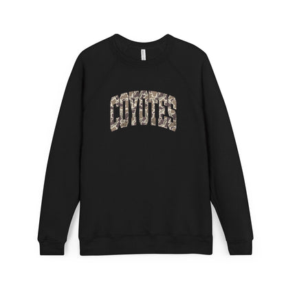 Coyotes Camo Text Sweatshirt — Comfort Fleece Raglan Crewneck