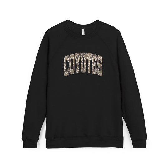Coyotes Camo Text Sweatshirt — Comfort Fleece Raglan Crewneck
