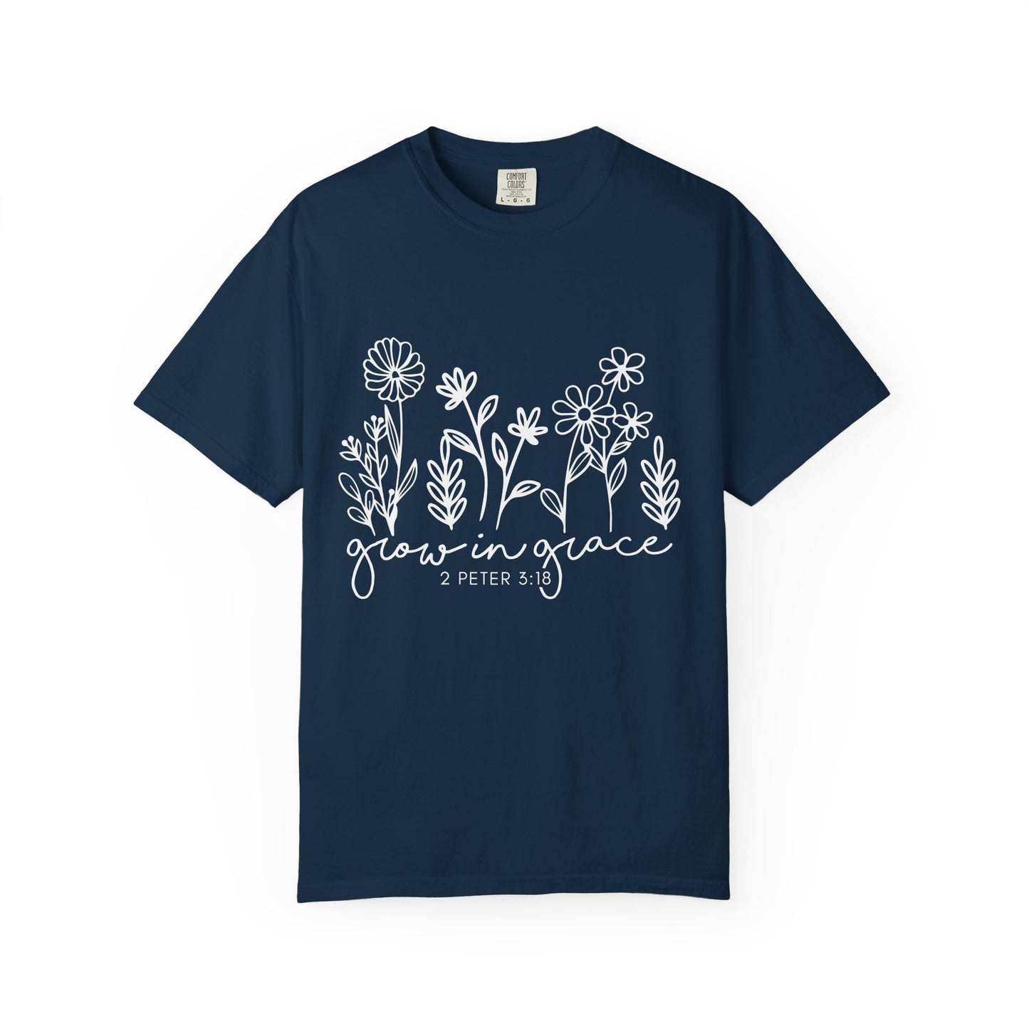 Grow in Grace T-Shirt — Floral 2 Peter 3:18 Christian Tee