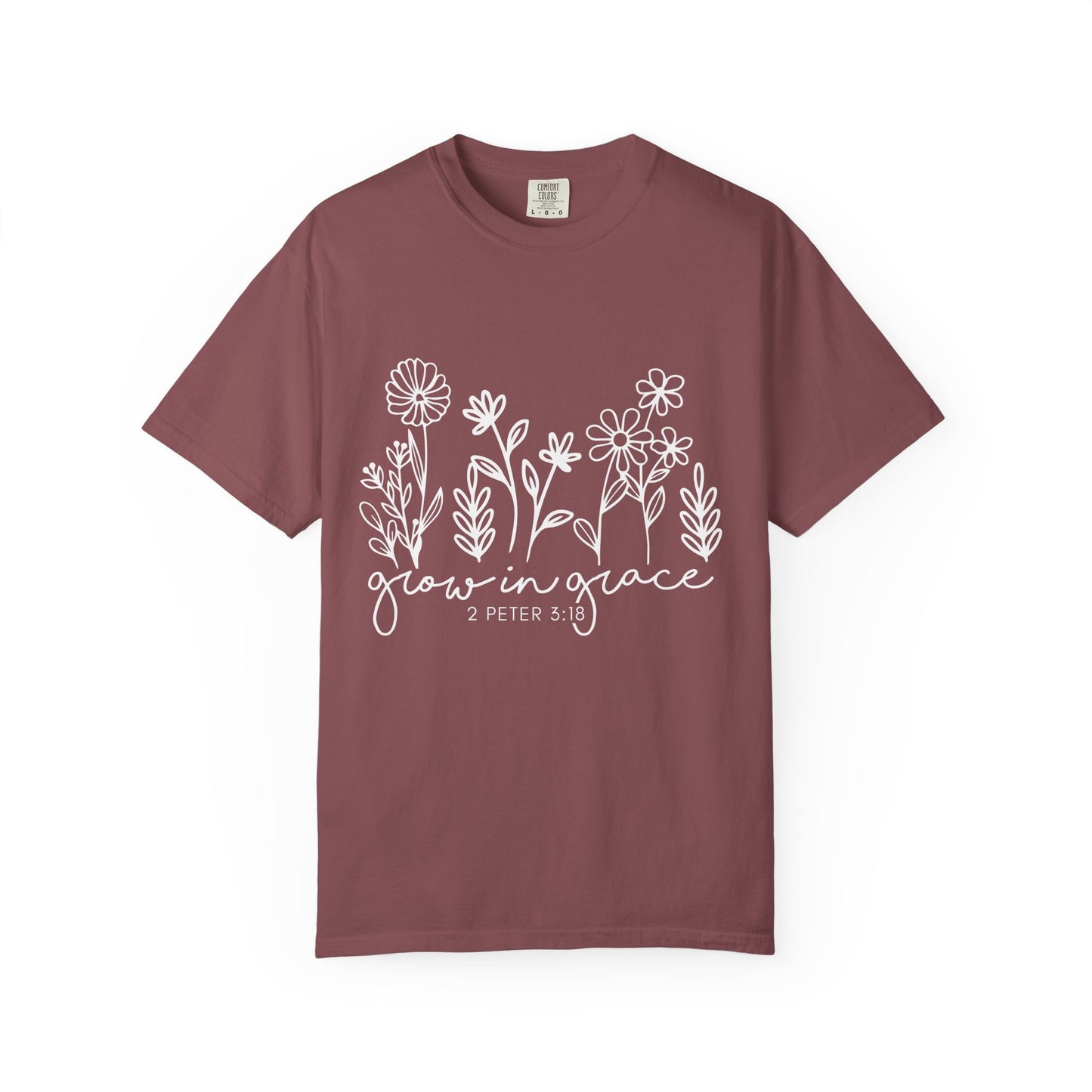 Grow in Grace T-Shirt — Floral 2 Peter 3:18 Christian Tee