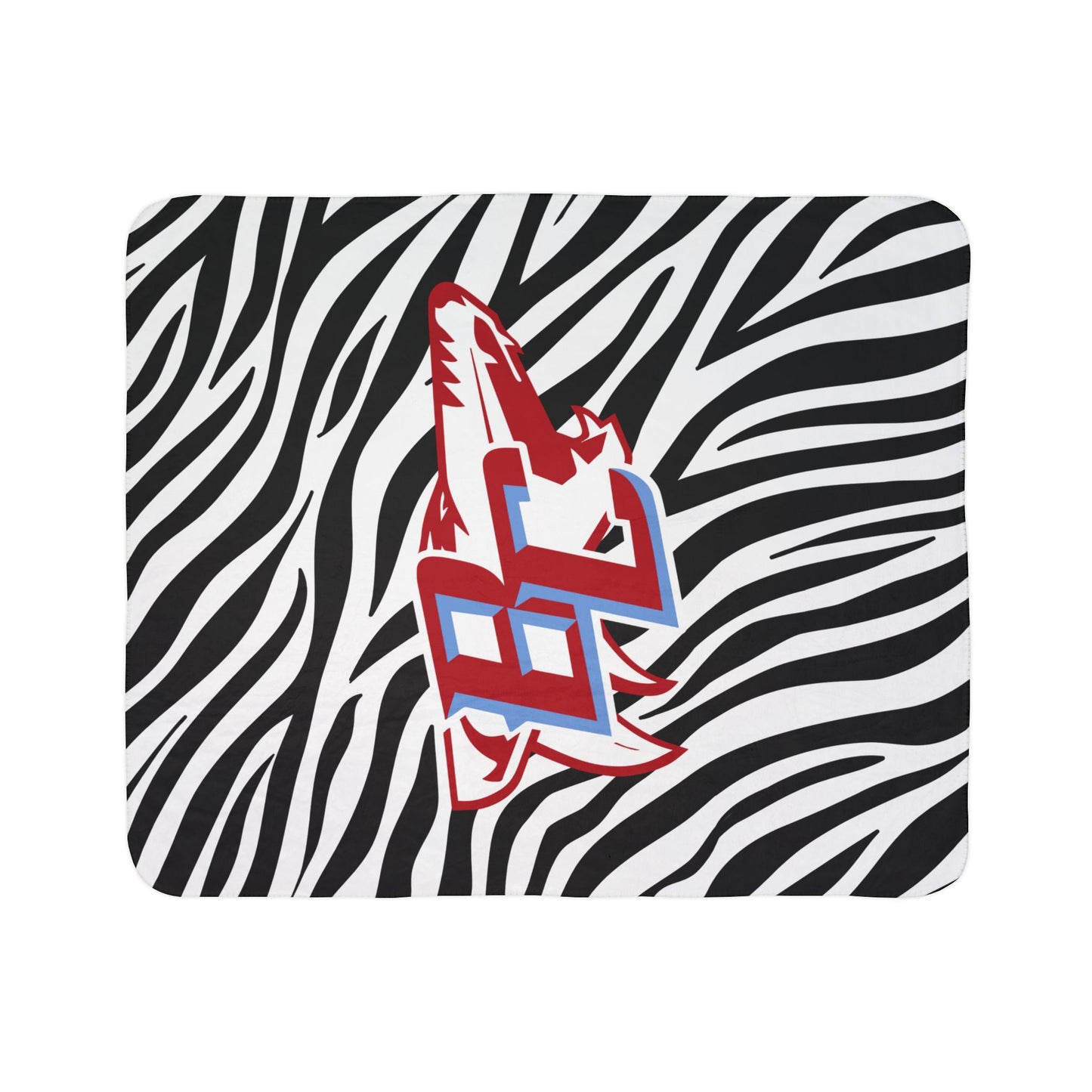 Red Blue BC Logo Zebra Print Blanket | Sherpa Throw