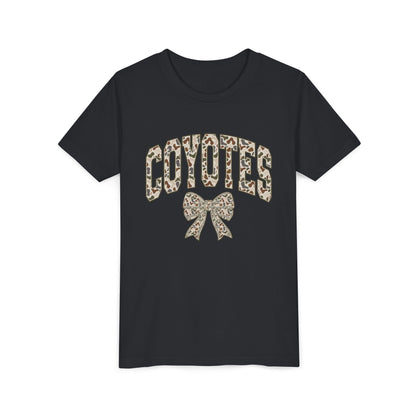 Youth Coyotes CAMO Print Tee with Bow — Girls' School Spirit Shirt