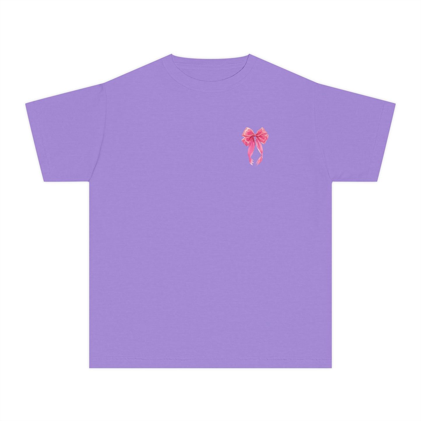Youth Tee — "God Says I Am" Pink Bows Graphic