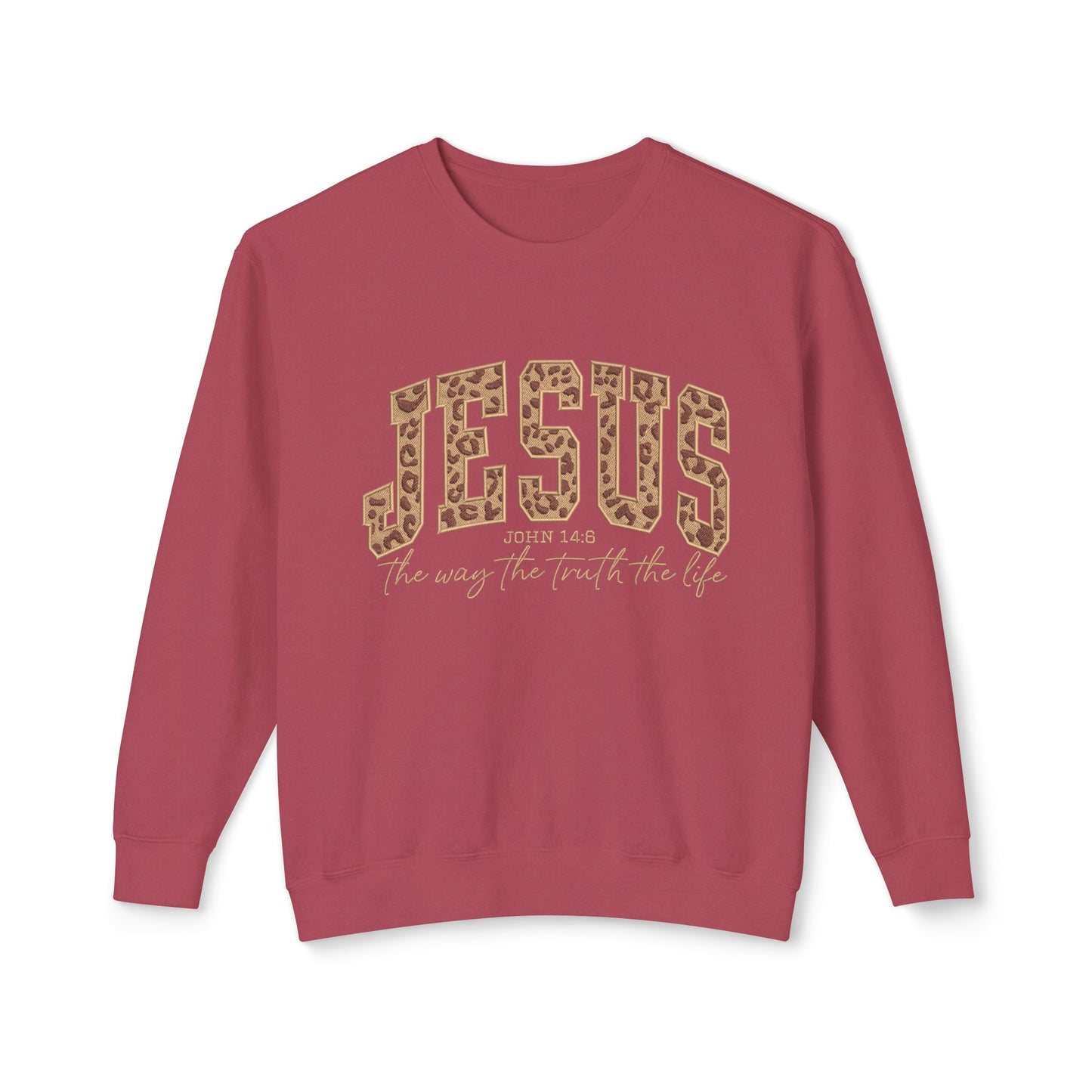 Jesus Leopard Print Crewneck Sweatshirt – Faith-Inspired Graphic Pullover