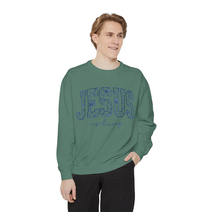 Jesus Is King Floral-Print Sweatshirt — Christian Faith Crewneck
