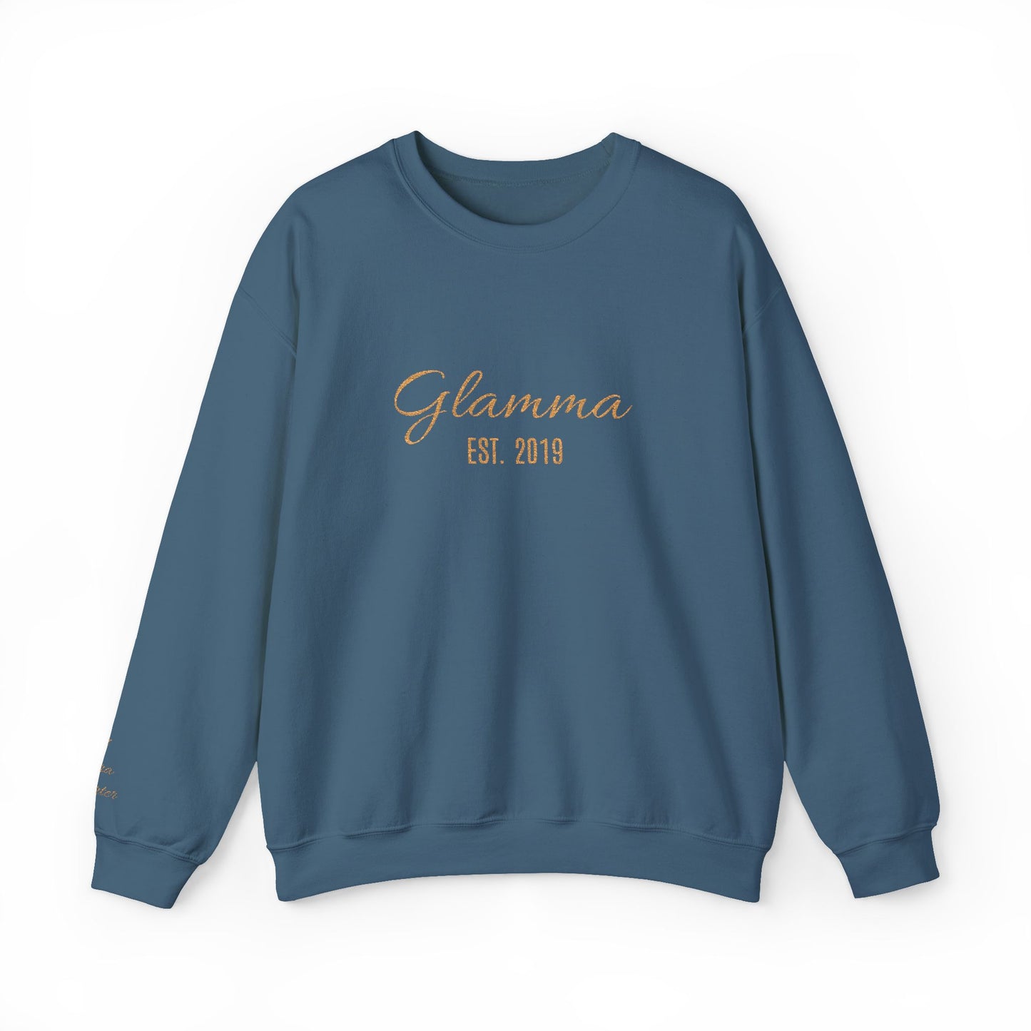 Crewneck Sweatshirt — 'Glamma Est. 2019' Rose Gold Script Grandma Gift