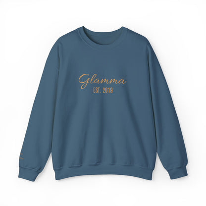 Crewneck Sweatshirt — 'Glamma Est. 2019' Rose Gold Script Grandma Gift