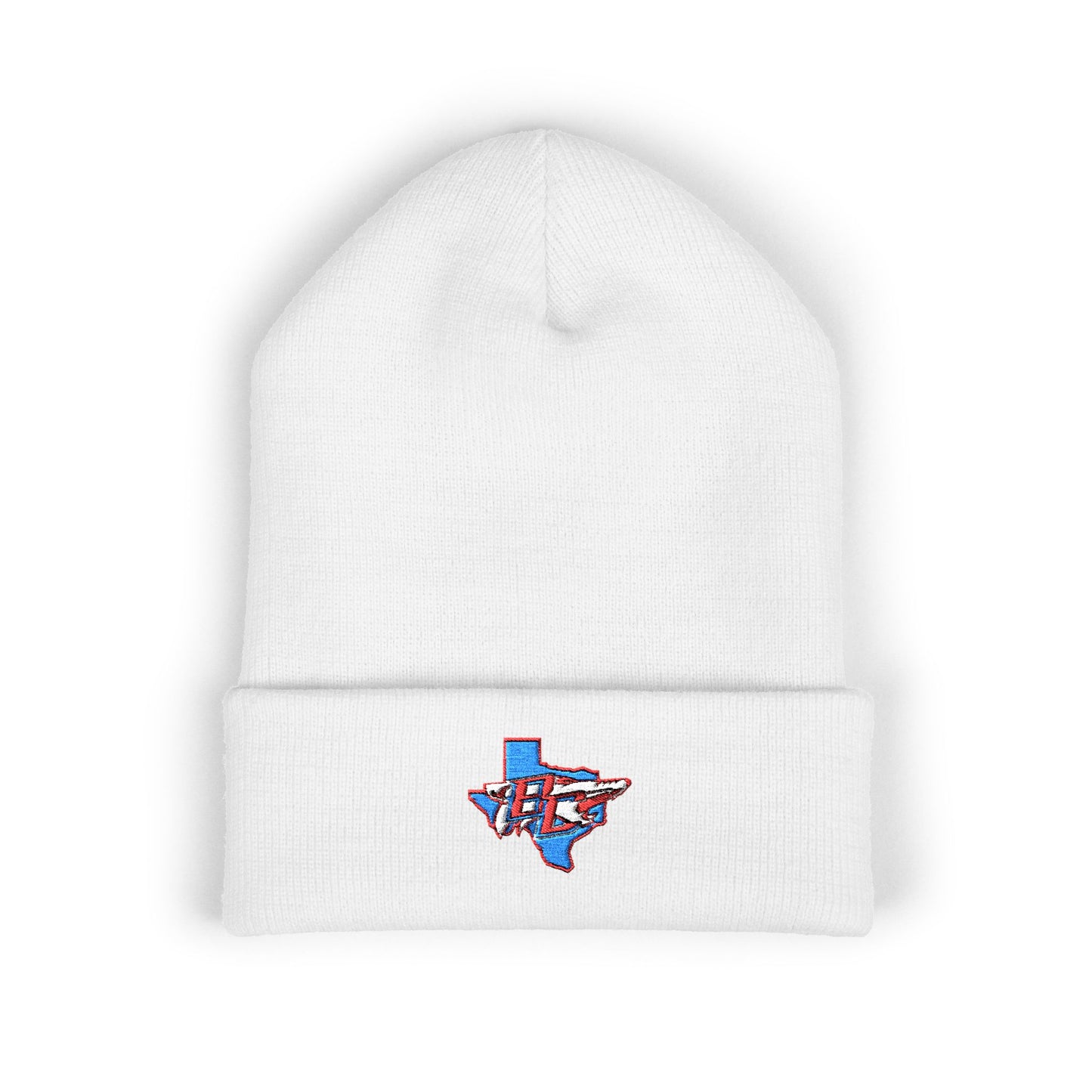 Texas Flag Outline Embroidered Beanie — Classic Cuffed Knit Hat