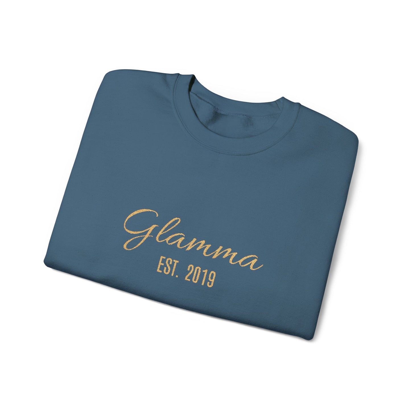 Crewneck Sweatshirt — 'Glamma Est. 2019' Rose Gold Script Grandma Gift
