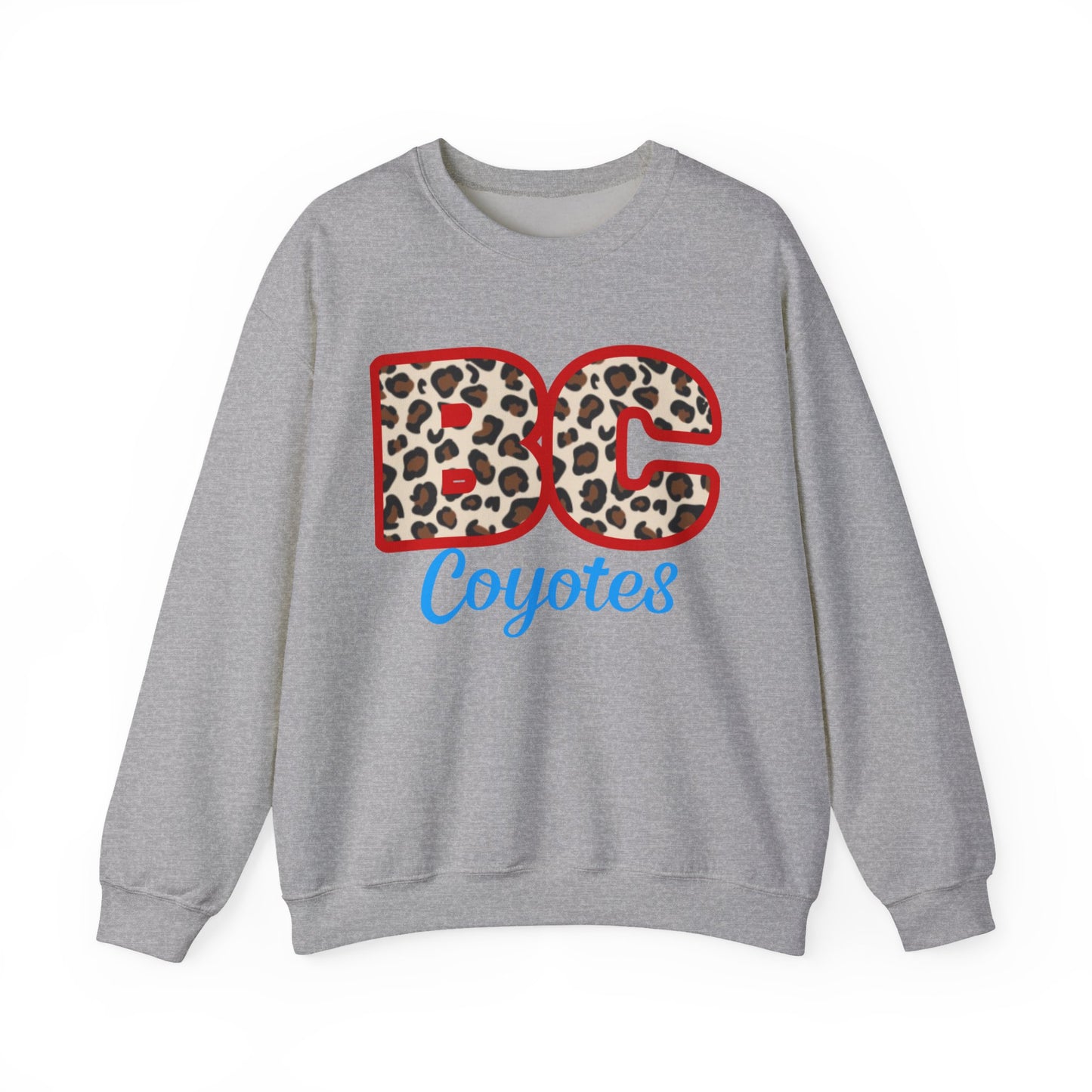 Crewneck Sweatshirt — BC Coyotes Leopard Print Team Logo