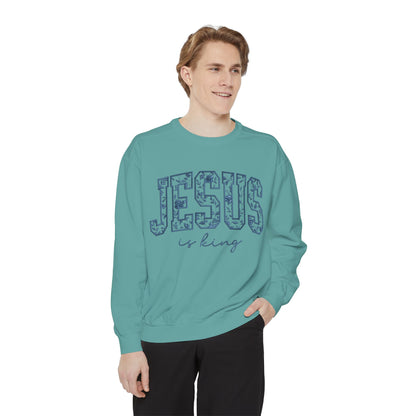 Jesus Is King Floral-Print Sweatshirt — Christian Faith Crewneck