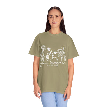 Grow in Grace T-Shirt — Floral 2 Peter 3:18 Christian Tee