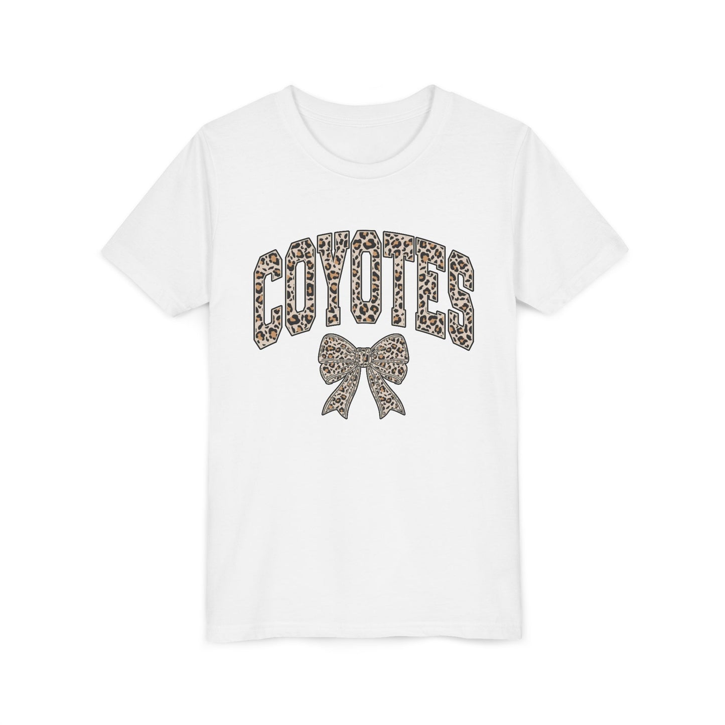 Youth Tee — "Coyotes" LEOPARD Print Cheer Bow Graphic