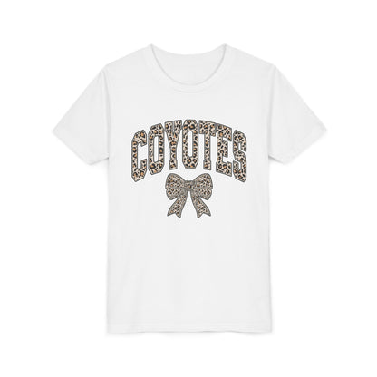 Youth Tee — "Coyotes" LEOPARD Print Cheer Bow Graphic