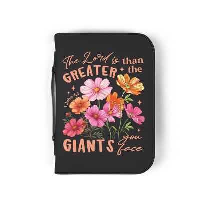 Bible Cover - "The Lord is Greater than the Giants You Face" Floral Zippered Bible Case