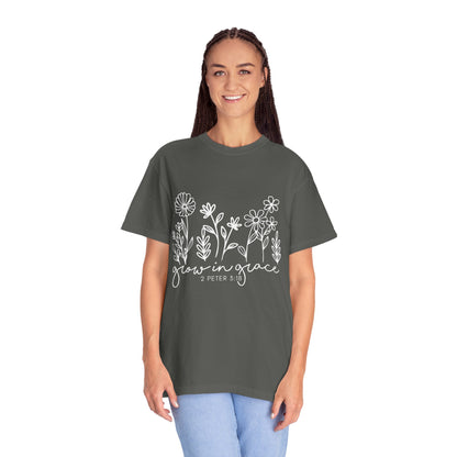 Grow in Grace T-Shirt — Floral 2 Peter 3:18 Christian Tee