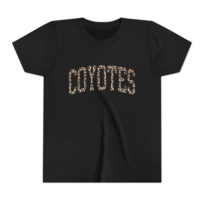 Coyotes Leopard Print Youth Tee — Kids Sports Mascot Shirt