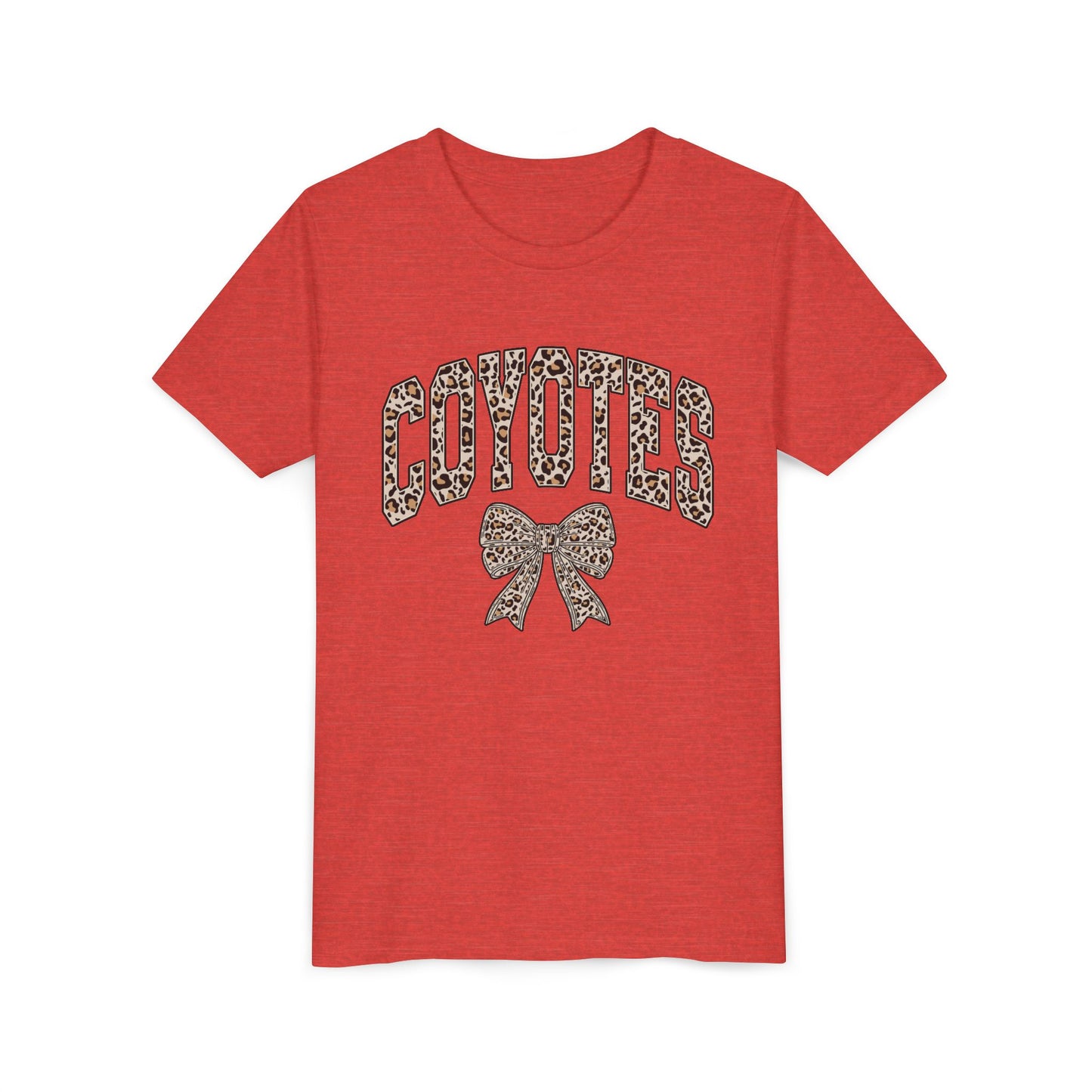Youth Tee — "Coyotes" LEOPARD Print Cheer Bow Graphic