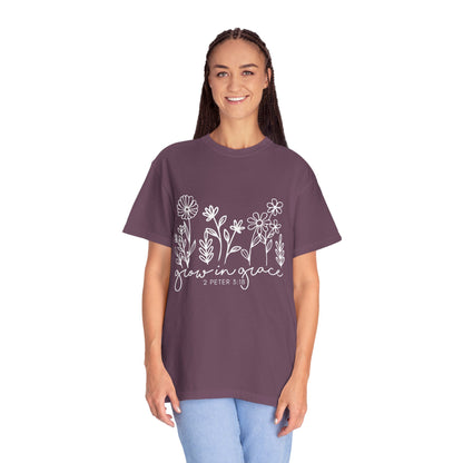 Grow in Grace T-Shirt — Floral 2 Peter 3:18 Christian Tee