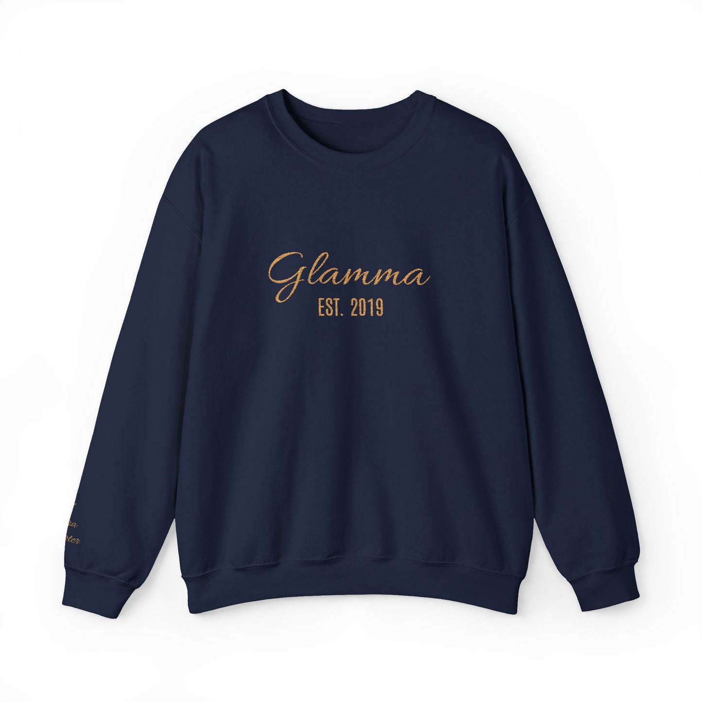 Crewneck Sweatshirt — 'Glamma Est. 2019' Rose Gold Script Grandma Gift
