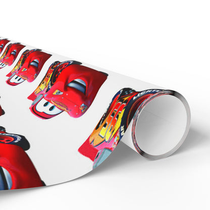 Kids Lightning Car Wrapping Paper – Red Race Car Gift Wrap for Boys’ Birthdays & Parties
