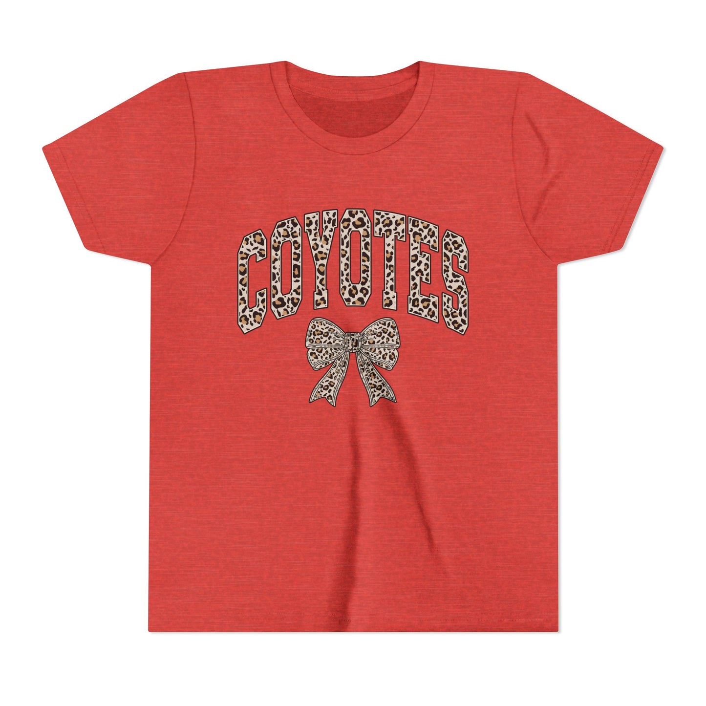 Youth Tee — "Coyotes" LEOPARD Print Cheer Bow Graphic